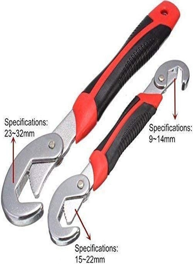 HETVIN Stainless Steel Socket Adjustable Universal Multi Function Wrench Spanner Set Tools Snap And Grip Open End Snap N Grip Tool Spanner 9Mm to 32 Mm Works (Set of 2 Piece) Open End and Hex - Image 3